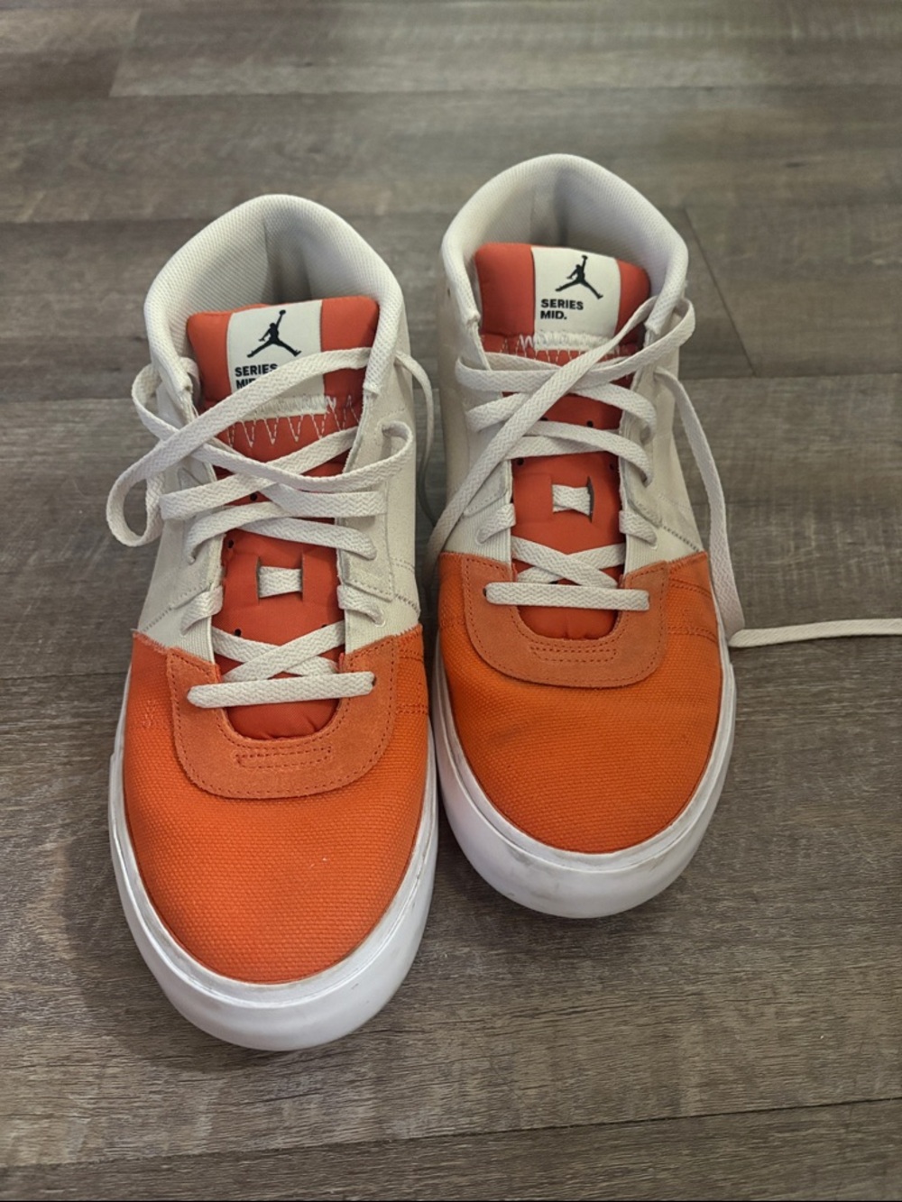 Jordan Mid-Top Sneakers in Orange and White
